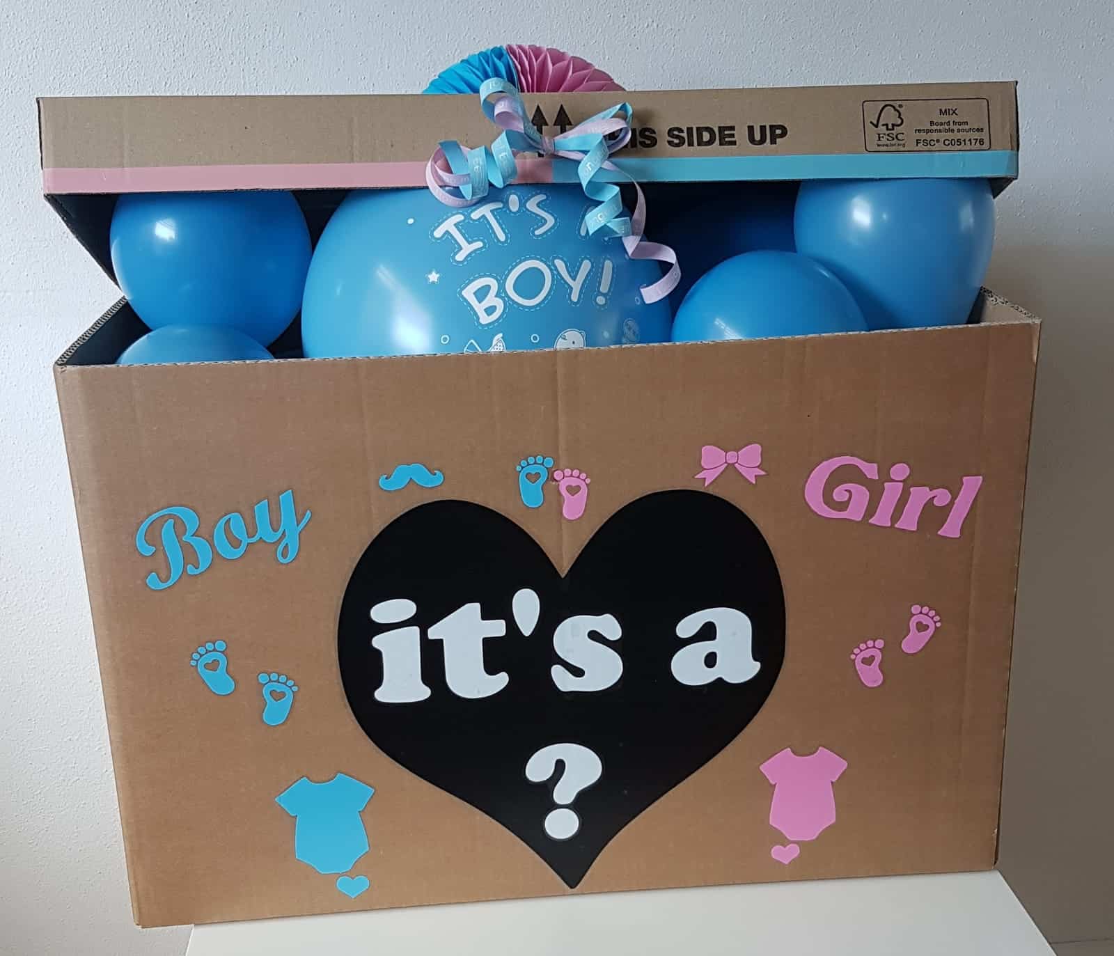 boondesigns geboorte-aankondigingen gender reveal box