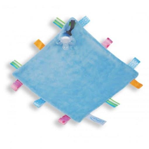 labeldoekje speen blauw 100% polyester 24x24cm